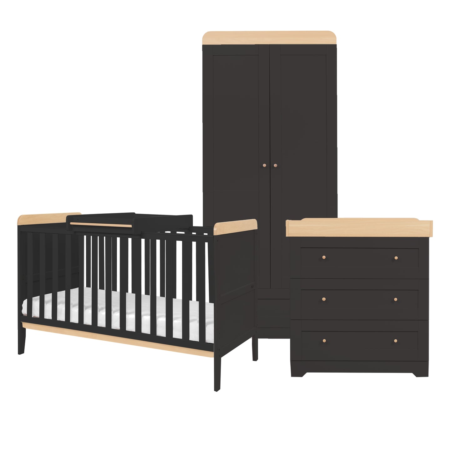 Tutti Bambini Rio 3 Piece Room Set Slate Grey & Oak