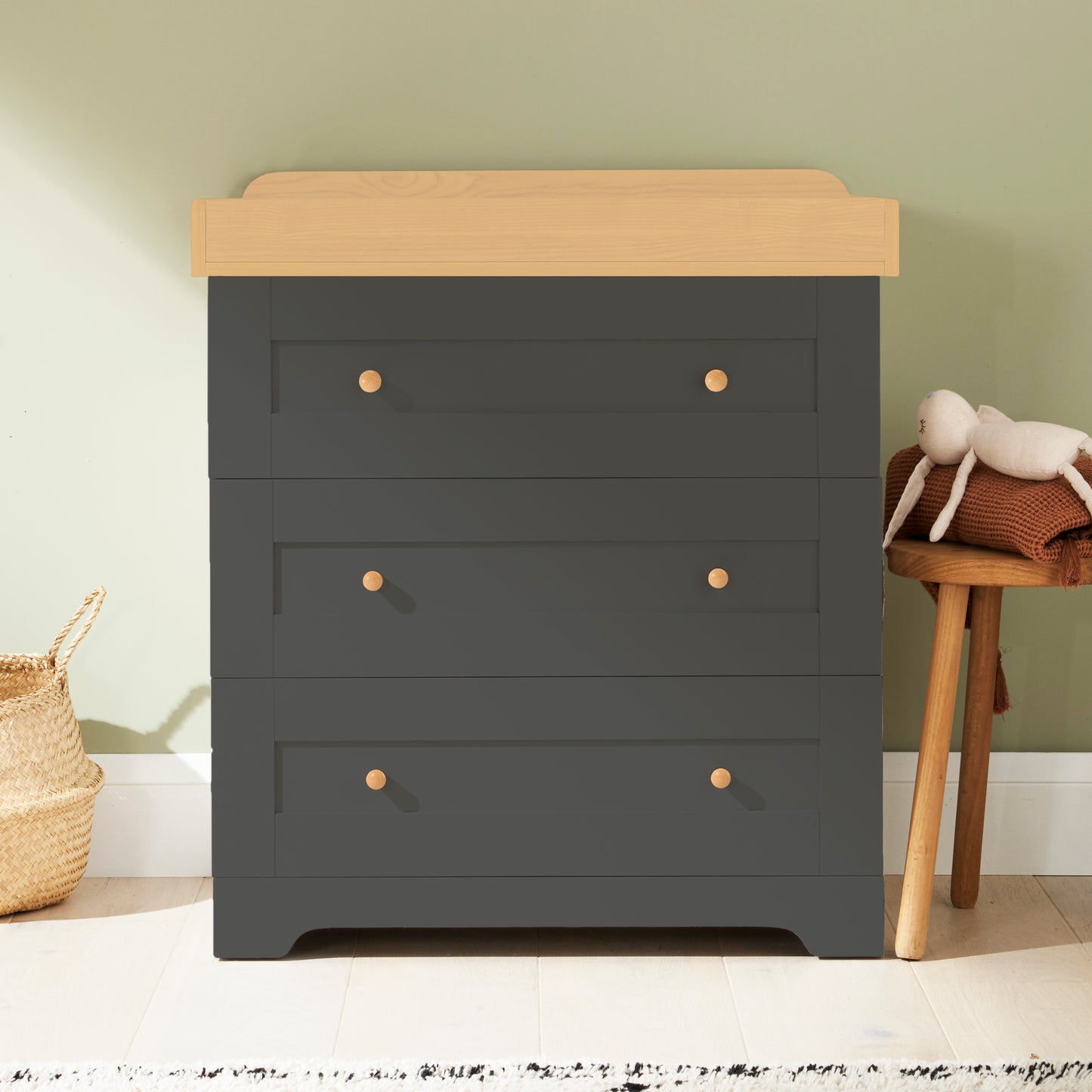 Tutti Bambini Rio 3 Piece Room Set Slate Grey & Oak