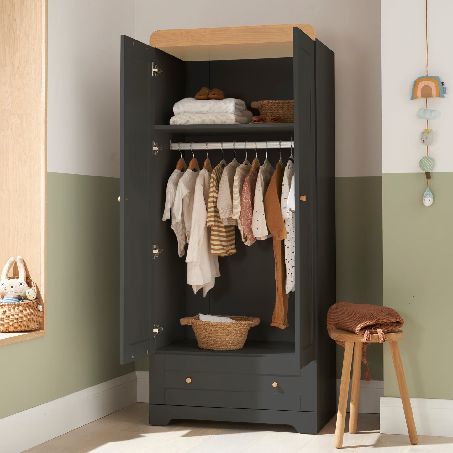 Tutti Bambini Rio 3 Piece Room Set Slate Grey & Oak