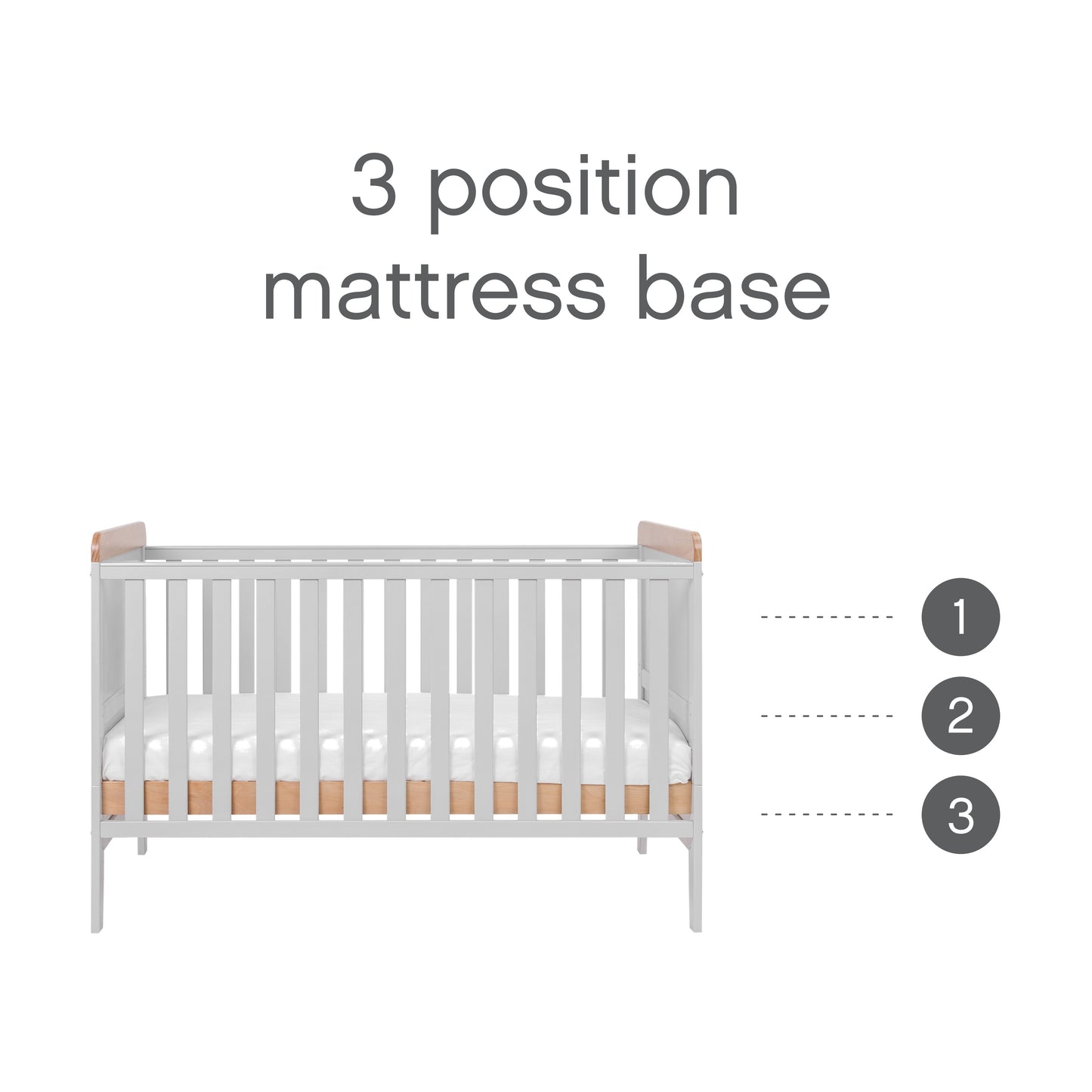 Tutti Bambini Rio Cot Bed with Cot Top Changer & Mattress Dove Grey & Oak
