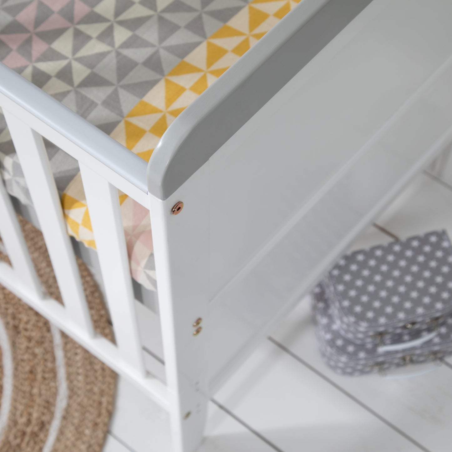 Tutti Bambini Rio Cot Bed with Cot Top Changer & Mattress White & Dove Grey
