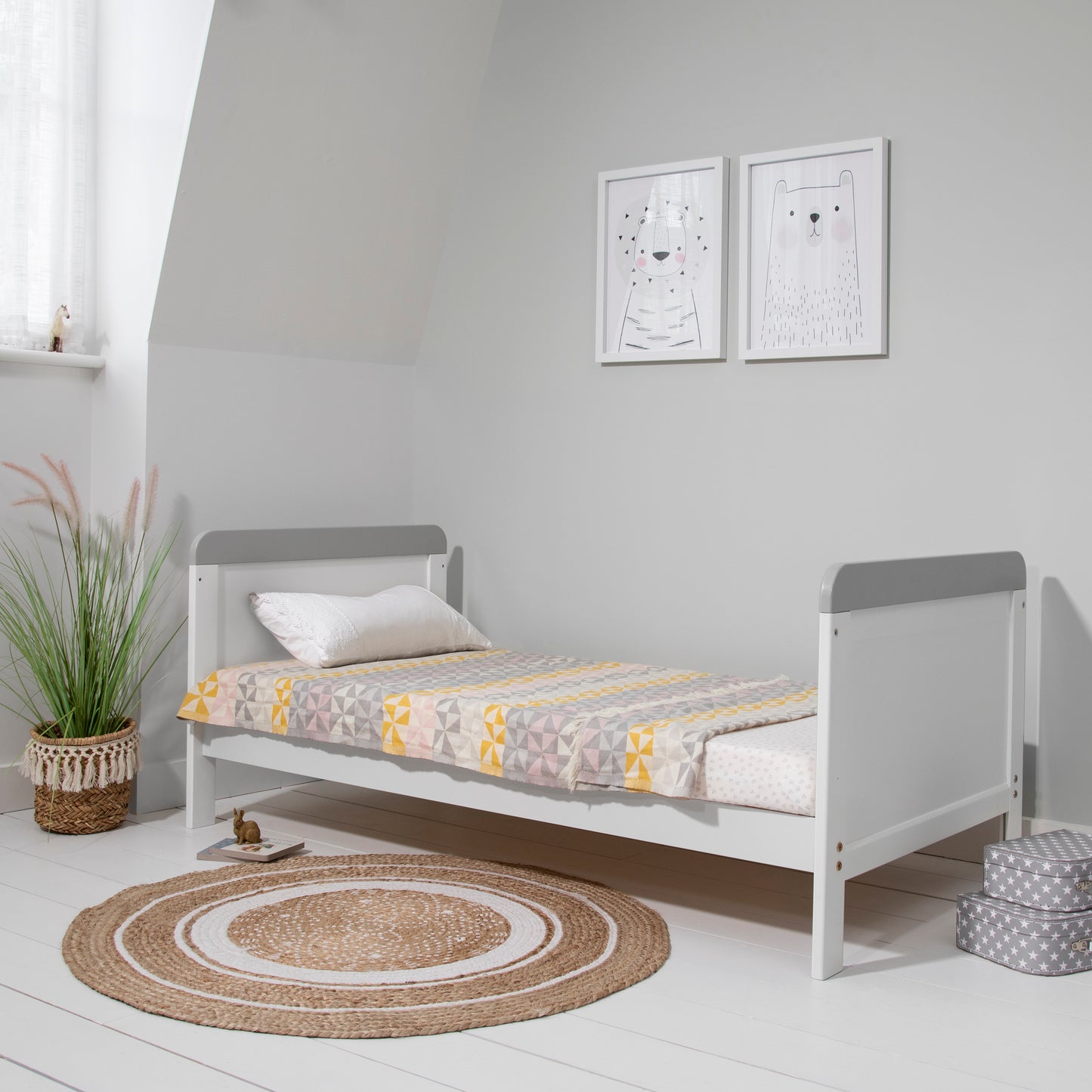 Tutti Bambini Rio Cot Bed with Cot Top Changer & Mattress White & Dove Grey