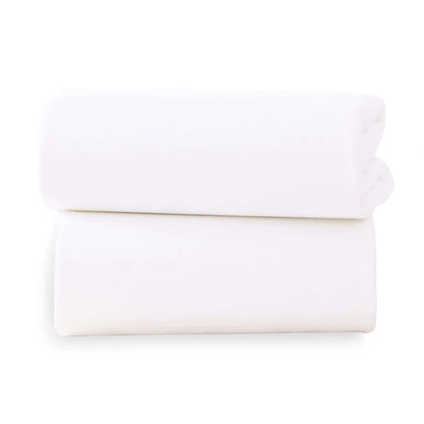 Clair-de-lune 2 Pack Bedside Crib Fitted Sheets - 90 x 50 cm White