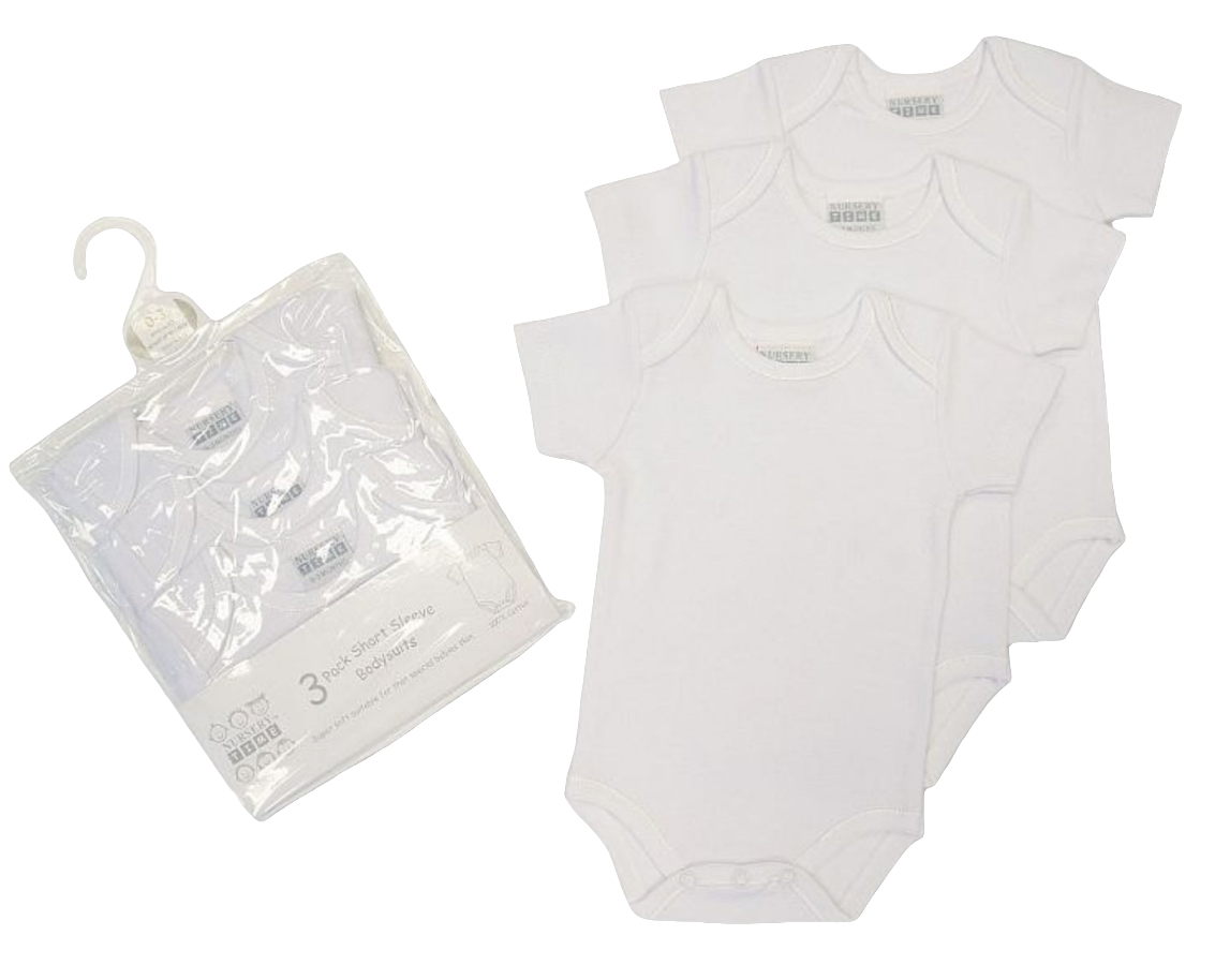 Baby 3 Pack Bodysuit Vest White