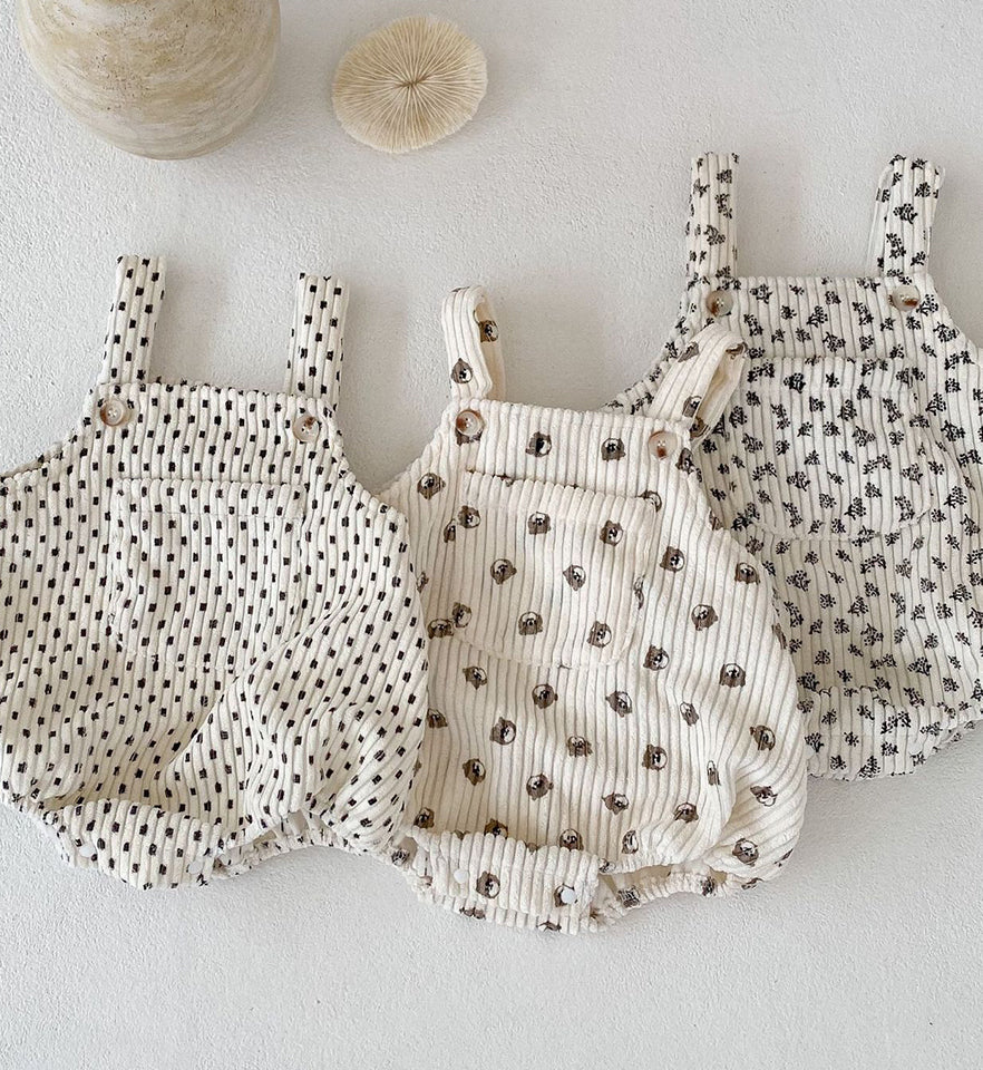 Bizzi Growin Neutral Corduroy Rompers 3 Colours