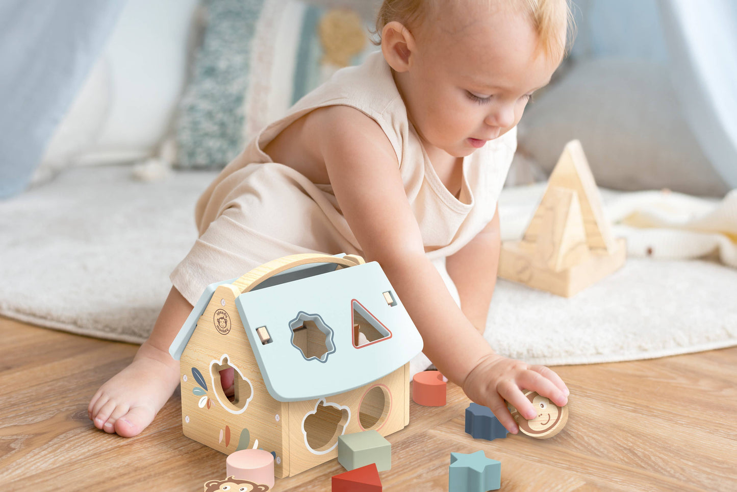 Speedy Monkey House Shape Sorter w/8 Blocks