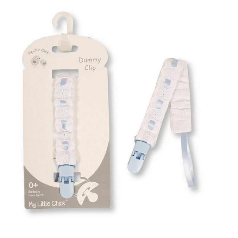 My Little Chick Baby Dummy Clip with Lace Band Blue