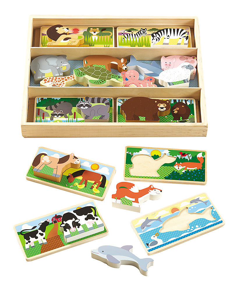 Melissa and Doug Animal Picture Board - 8 Double-Sided Boards & 16 Wooden Animals