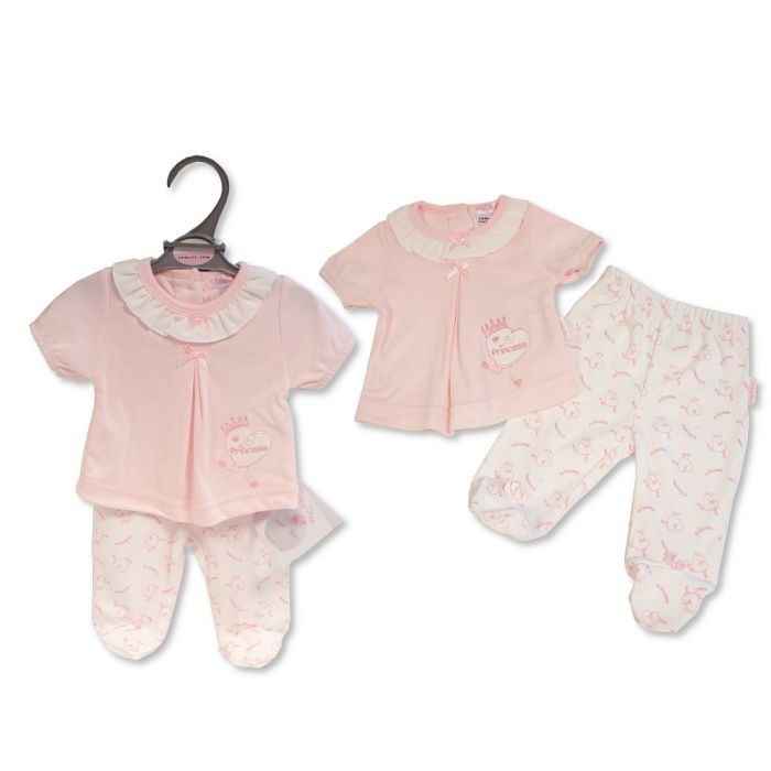 Tiny Chick Premature Princess Frill Neck T-Shirt & Leggings Pink