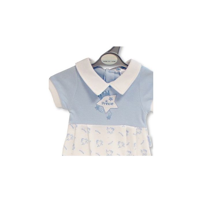 Tiny Chick Premature Prince Collard Romper Blue
