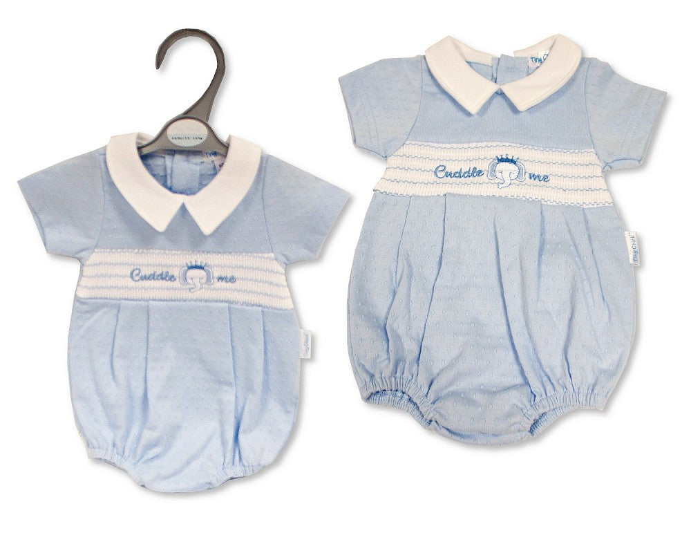 Tiny Chick Premature Baby Boys Romper with Smocking - Cuddle Me