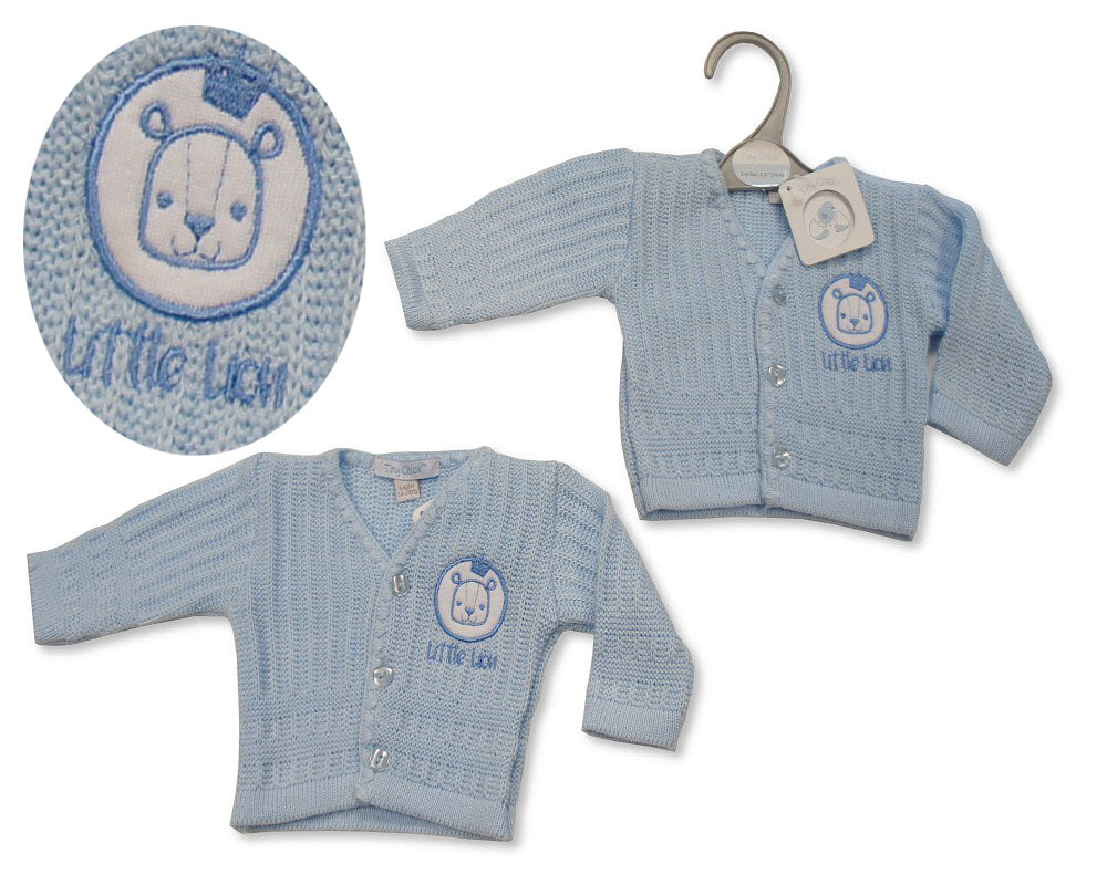 Tiny Chick Premature Baby Boys Knitted Cardigan - Little Lion