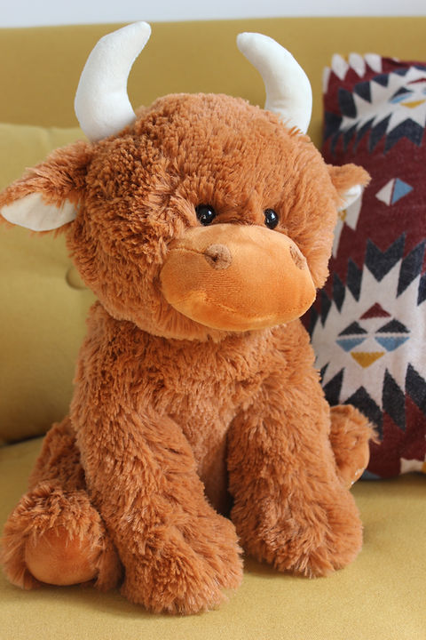 Jomanda Large Highland Brown Coo Cow Soft Plush Toy - 30cm