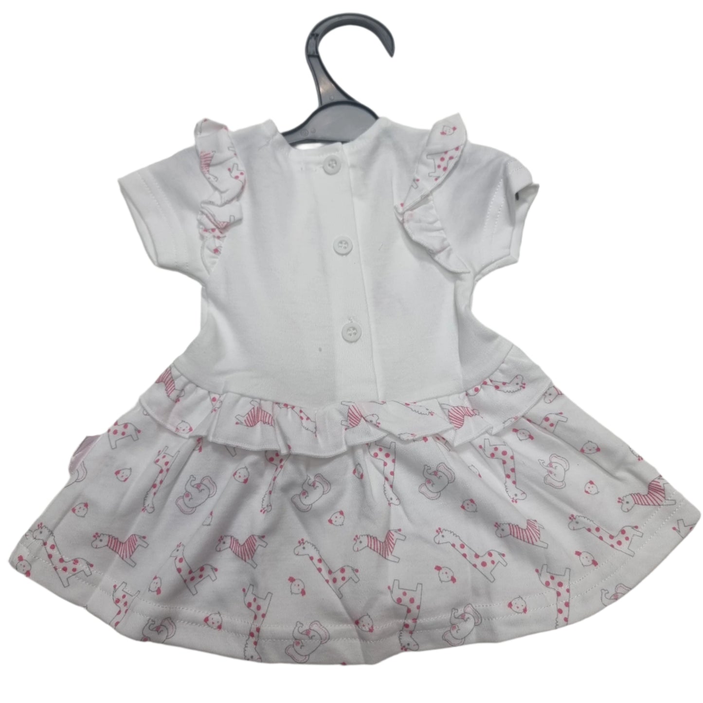Tiny Chick Premature Baby Girls Dress with Bows - Giraffe