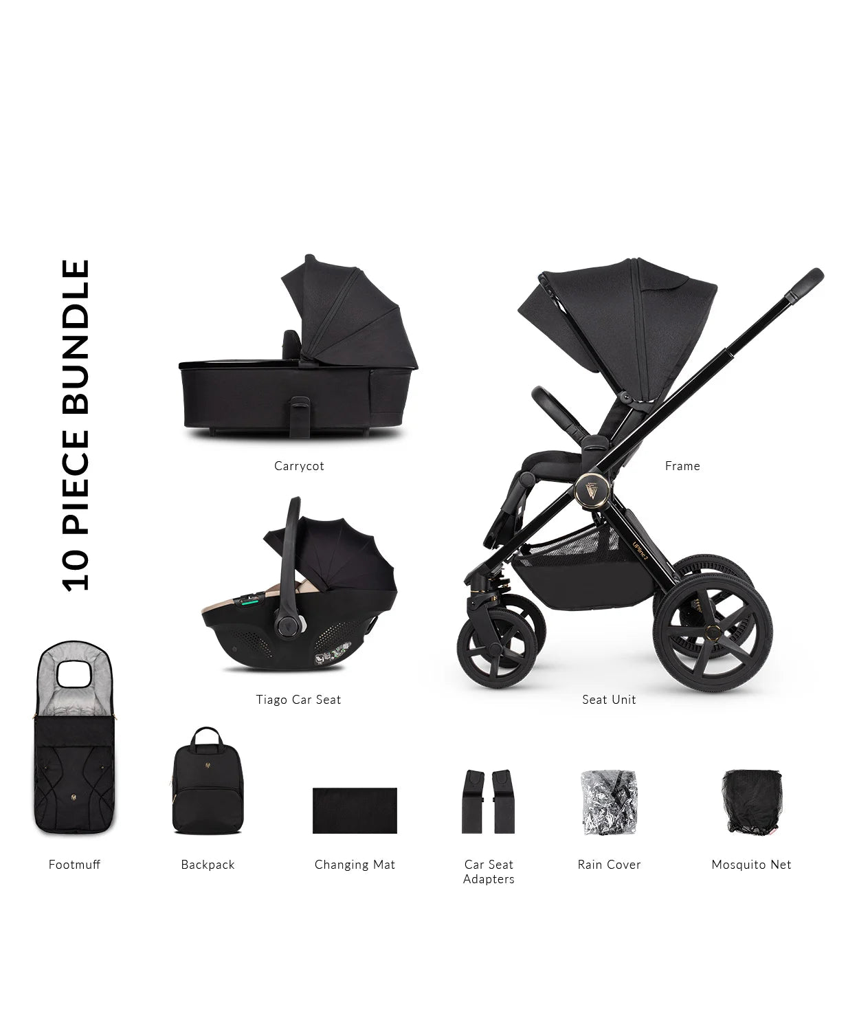 Venicci Tinum Upline 2 All Black Pram