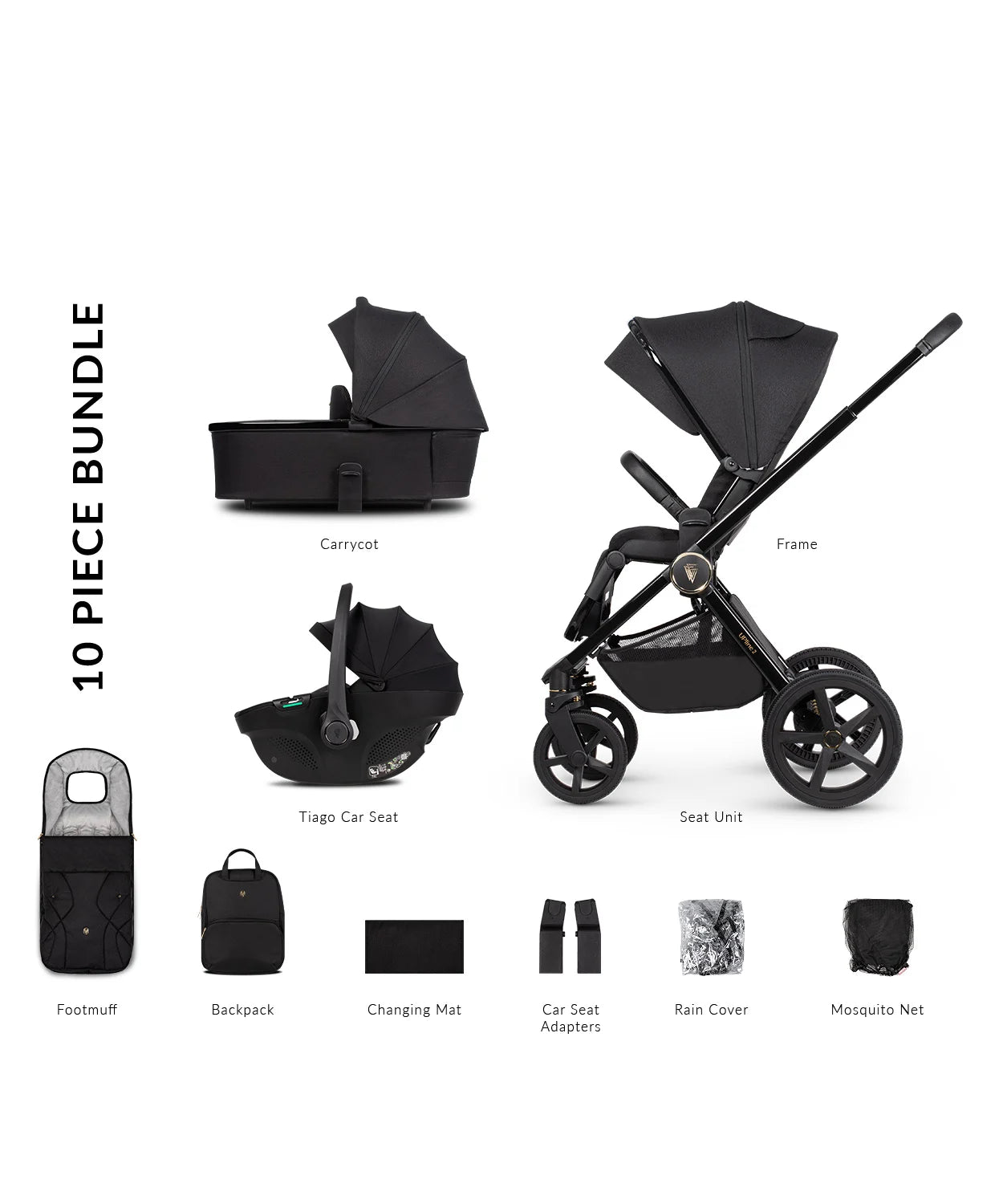 Venicci Tinum Upline 2 All Black Pram