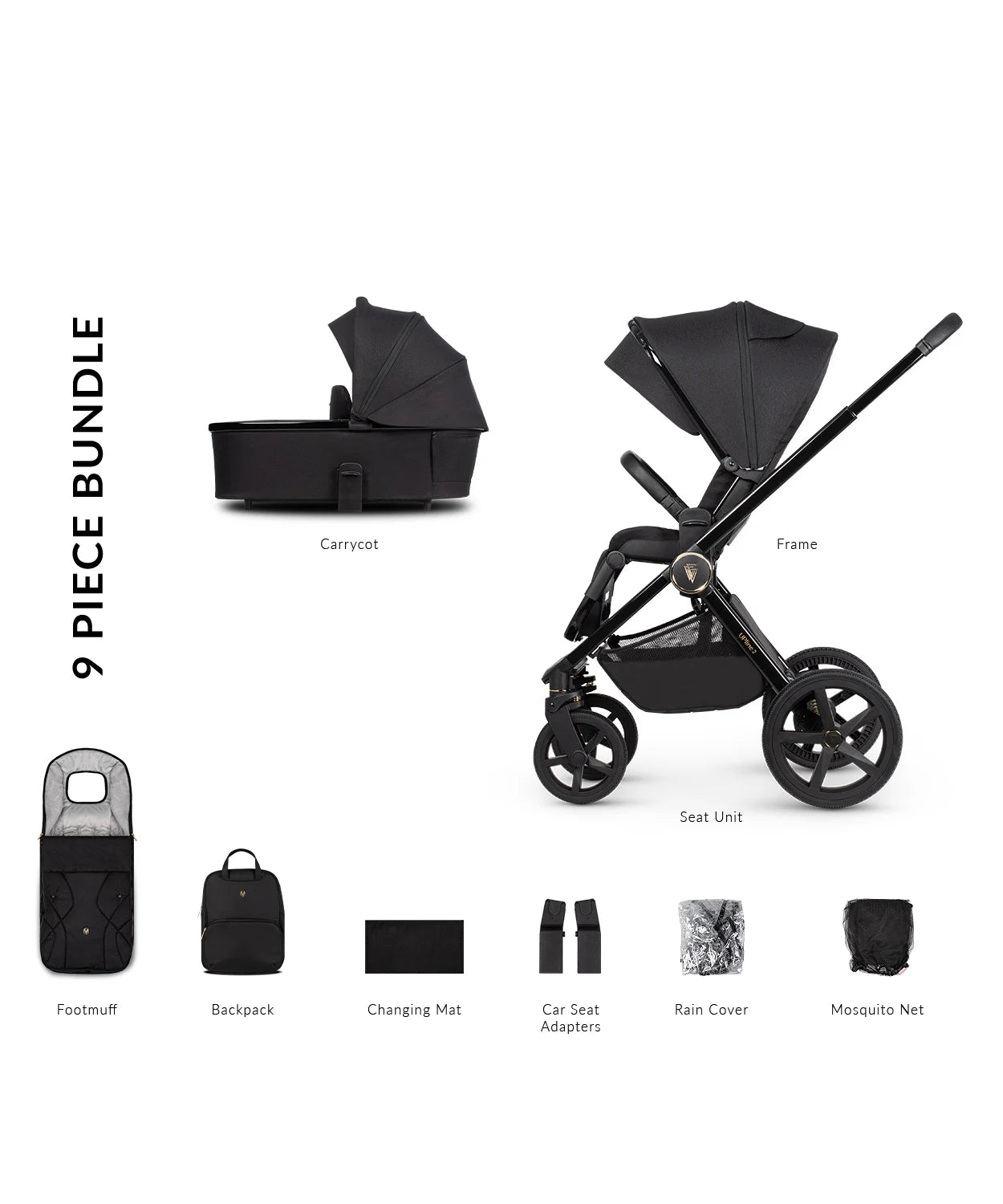 Venicci Tinum Upline 2 All Black Pram