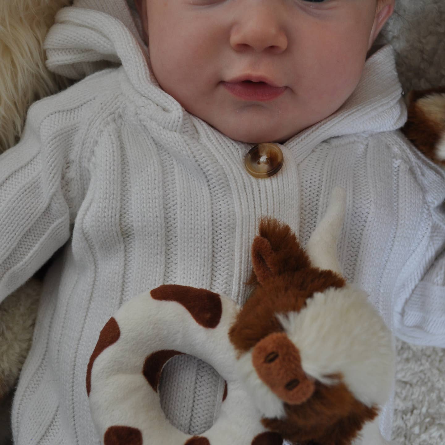 Jomanda Texas Longhorn Highland Brown Cow Baby Plush Rattle 10cm