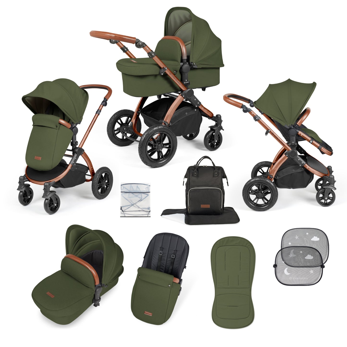 Ickle Bubba Stomp Luxe 2 in 1 Pushchair Woodland on Bronze