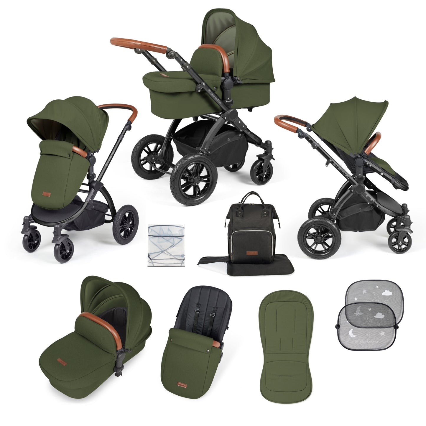 Ickle Bubba Stomp Luxe 2 in 1 Pushchair Woodland on Black