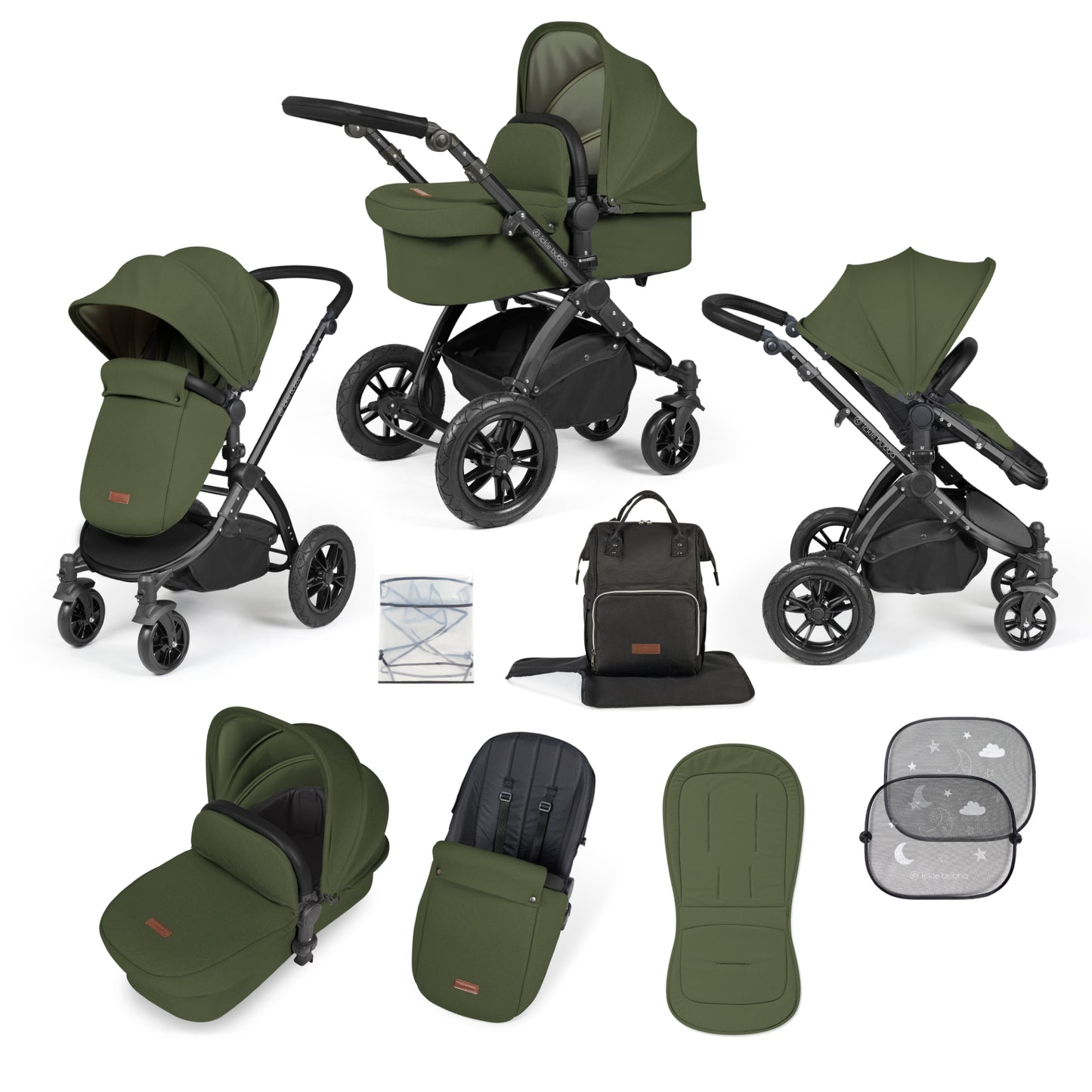 Ickle Bubba Stomp Luxe 2 in 1 Pushchair Woodland on Black