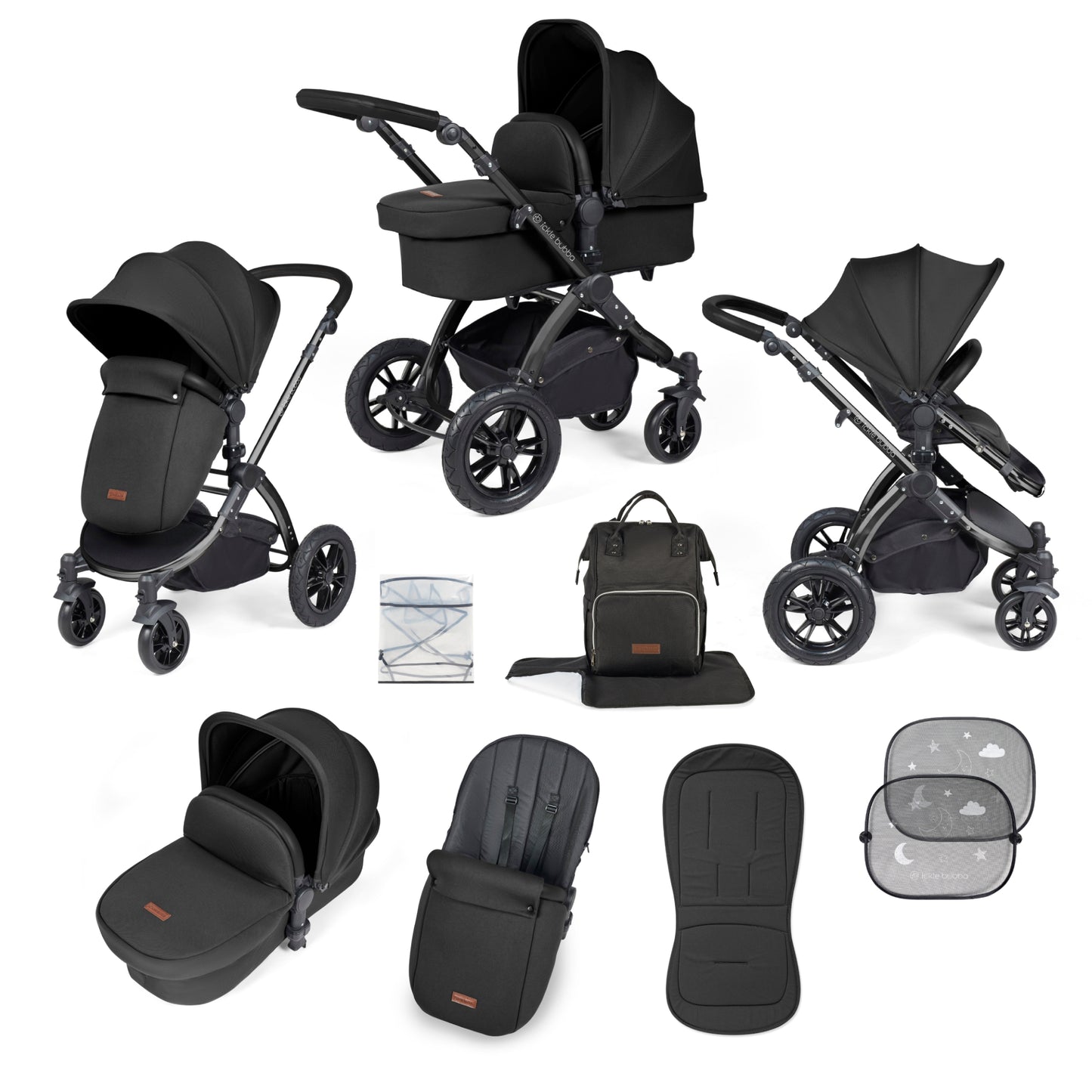 Ickle Bubba Stomp Luxe 2 in 1 Pushchair Midnight on Black