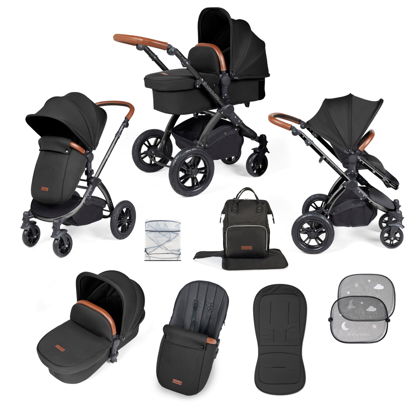 Ickle Bubba Stomp Luxe 2 in 1 Pushchair Midnight on Black