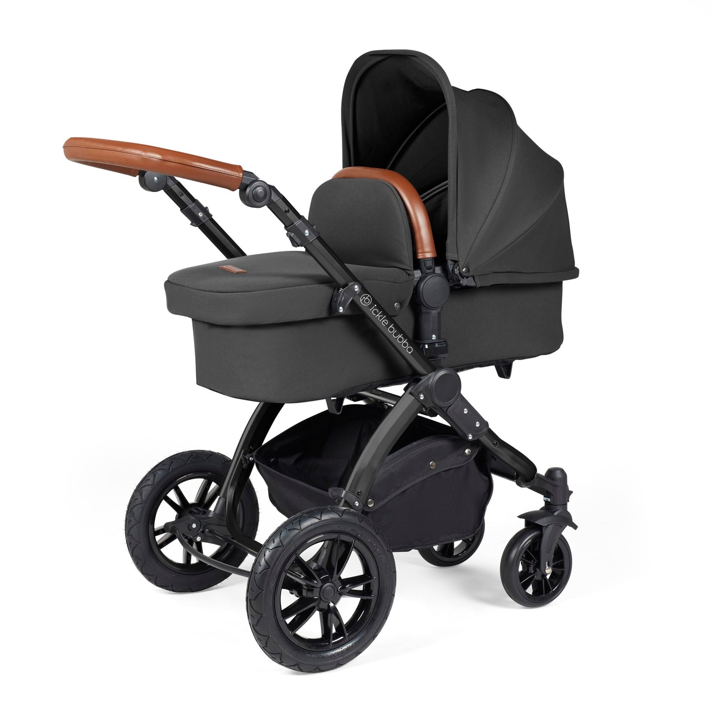 Ickle Bubba Stomp Luxe 2 in 1 Pushchair Charcoal Grey on Black