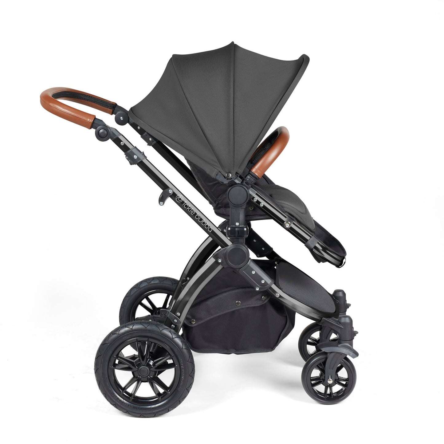 Ickle Bubba Stomp Luxe 2 in 1 Pushchair Charcoal Grey on Black