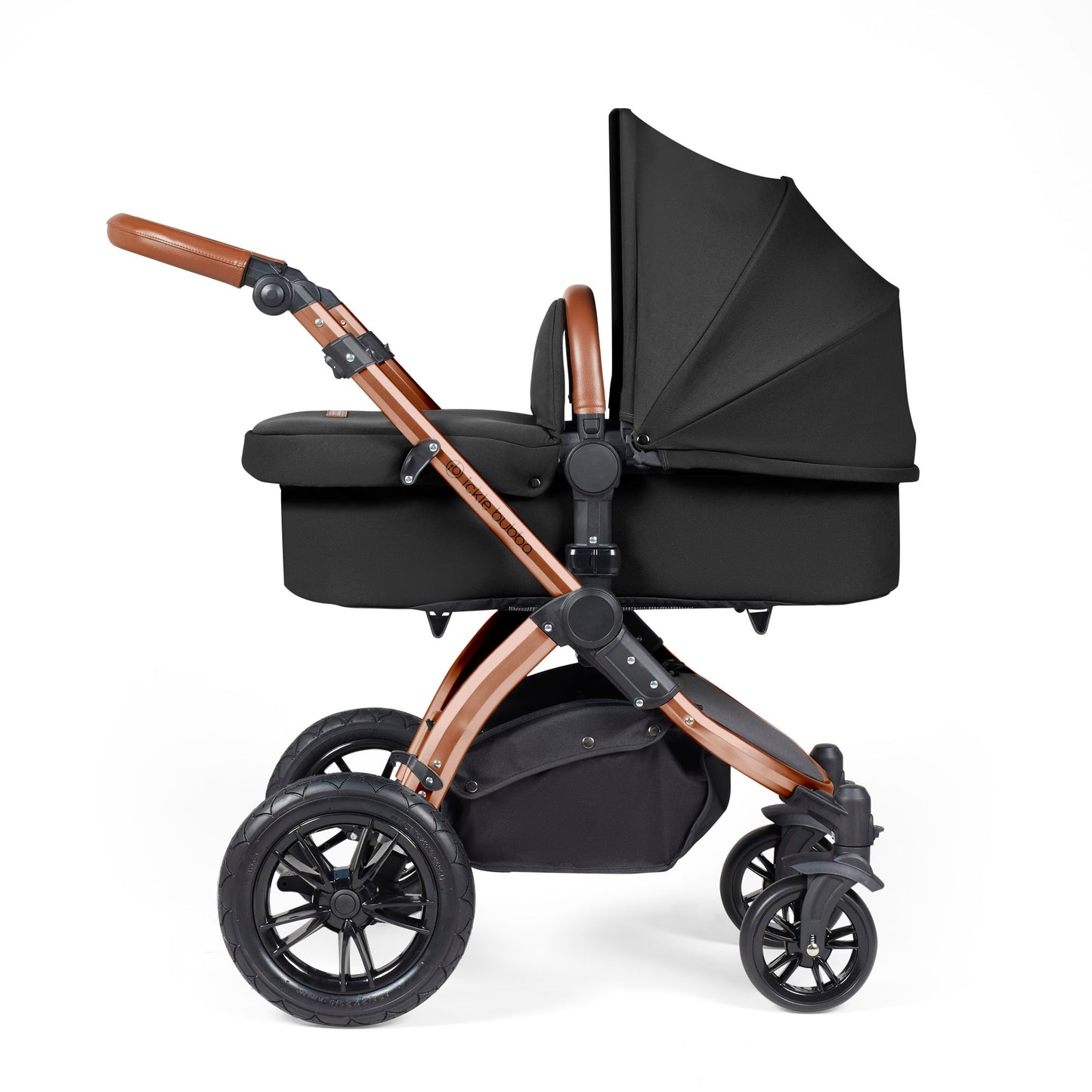 Ickle Bubba Stomp Luxe 12 Piece Travel System with i-Size Cirrus Car Seat & ISOFIX Base Midnight on Bronze
