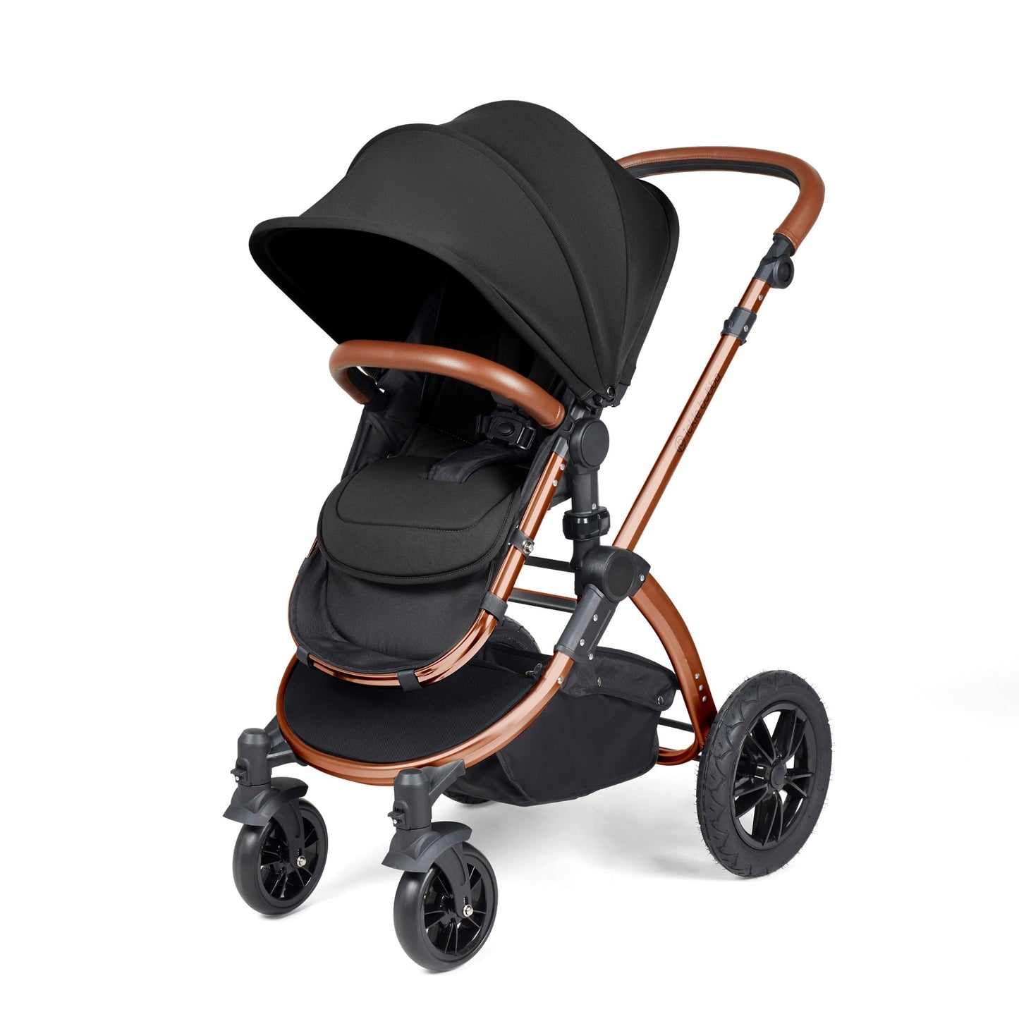 Ickle Bubba Stomp Luxe 12 Piece Travel System with i-Size Cirrus Car Seat & ISOFIX Base Midnight on Bronze
