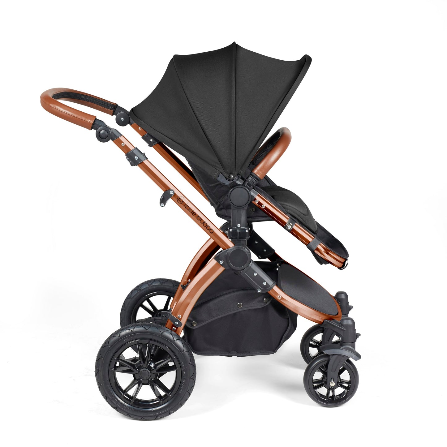 Ickle Bubba Stomp Luxe 12 Piece Travel System with i-Size Cirrus Car Seat & ISOFIX Base Midnight on Bronze