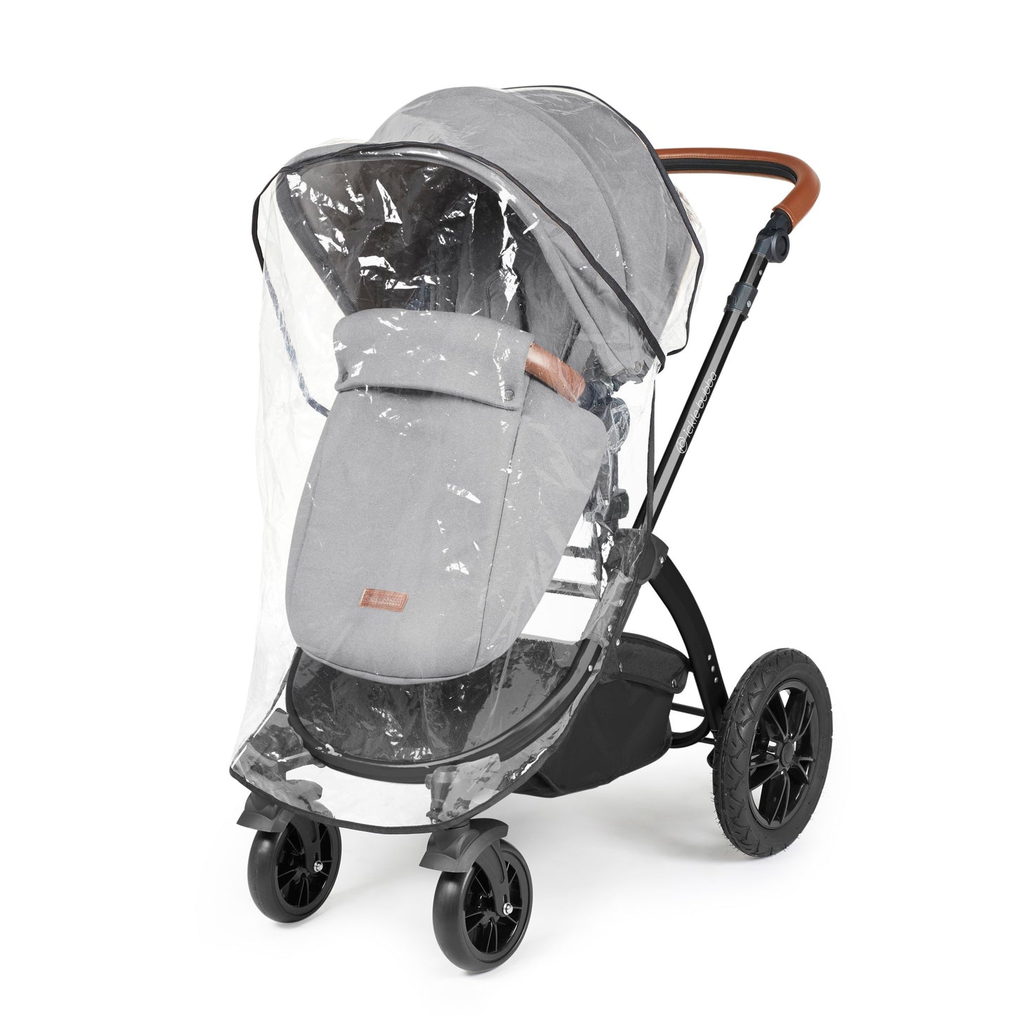 Ickle Bubba Stomp Luxe 12 Piece Travel System with i-Size Cirrus Car Seat & ISOFIX Base Pearl Grey on Black