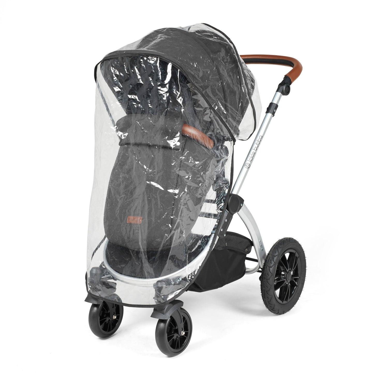Ickle Bubba Stomp Luxe 12 Piece Travel System with i-Size Cirrus Car Seat & ISOFIX Base Charcoal Grey on Silver