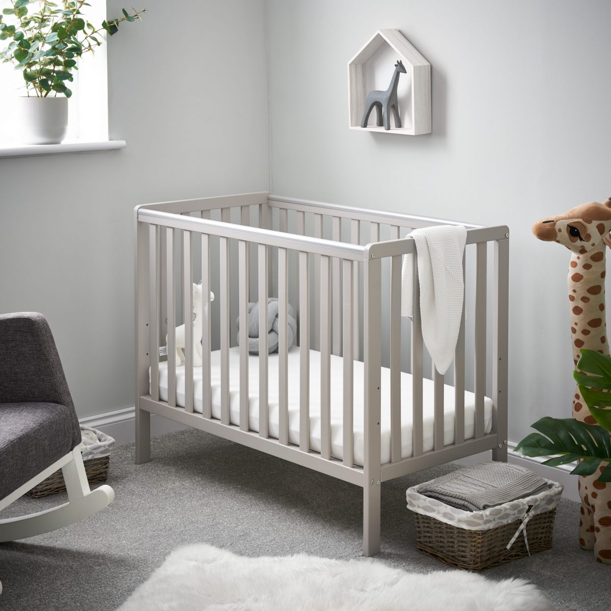 Bantam Space Saver Cot - Warm Grey & No Mattress