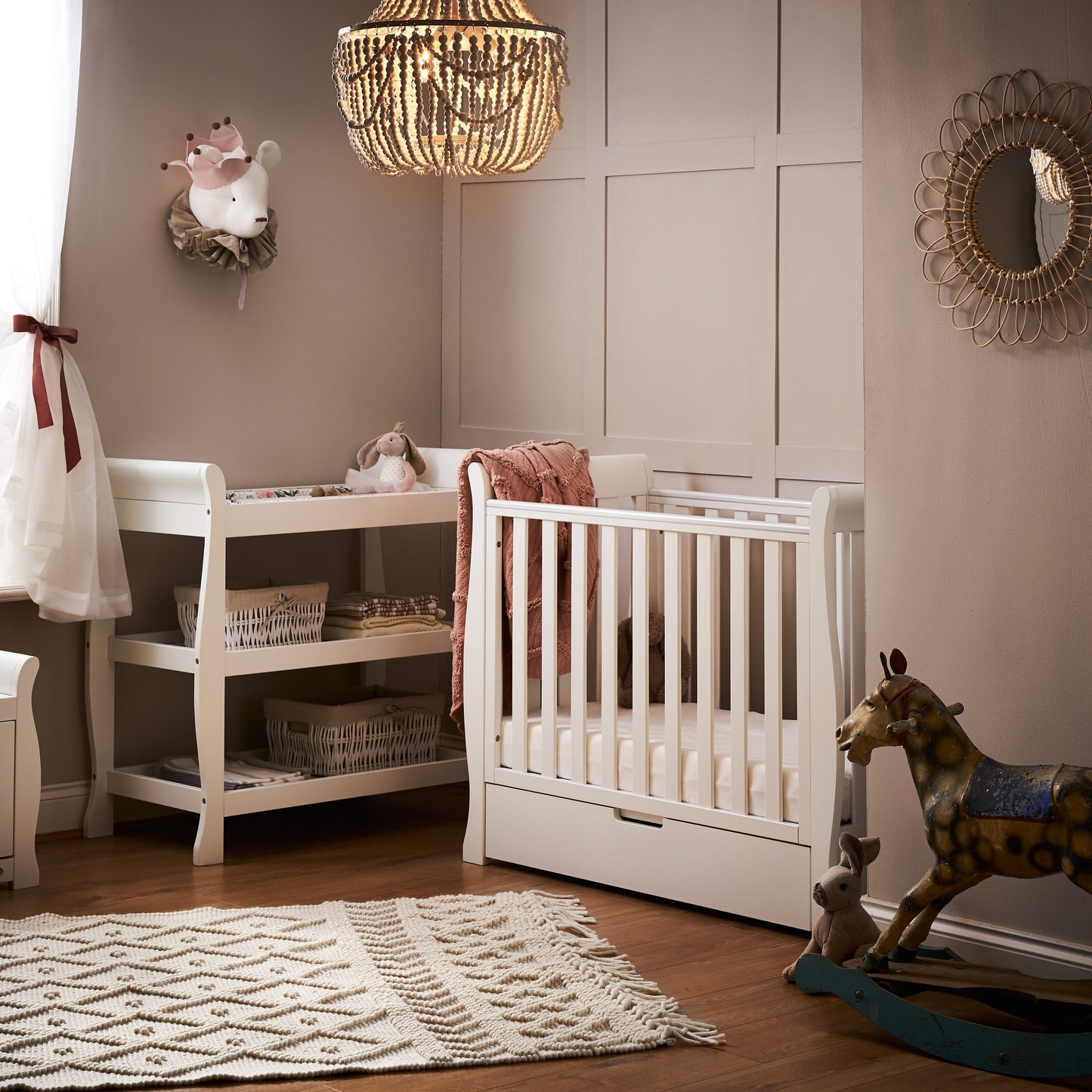 Obaby Stamford Space Saver Sleigh 2 Piece Room Set - White Room Set