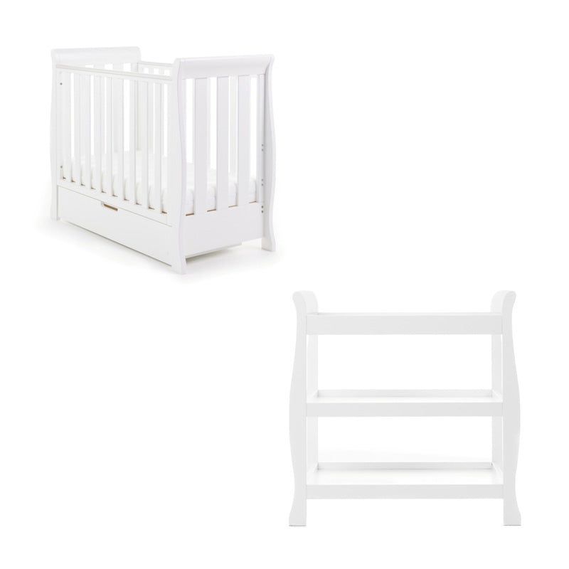 Obaby Stamford Space Saver Sleigh 2 Piece Room Set - White Room Set