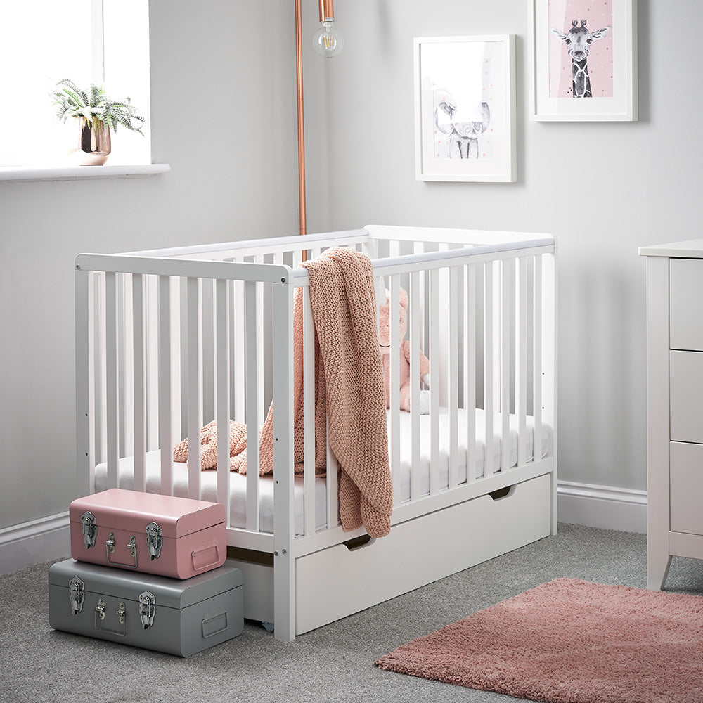 Obaby Bantam Cot - White Under Drawer & Eco Plus Foam Mattress