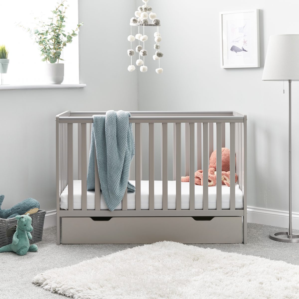 Bantam Space Saver Cot - Warm Grey & Under Drawer