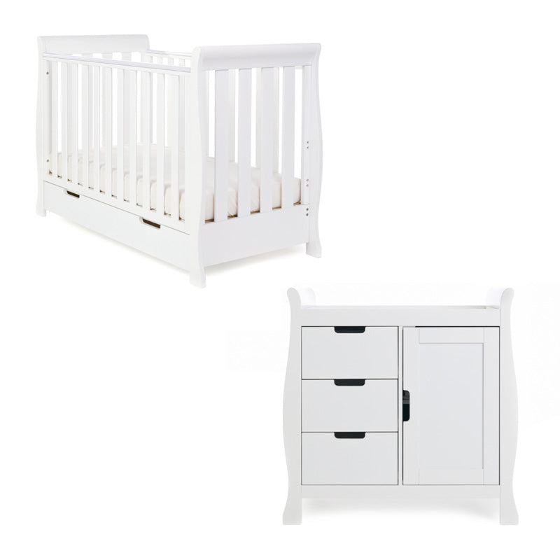 Obaby Stamford Mini Sleigh 2 Piece Roon Set - White Room Set
