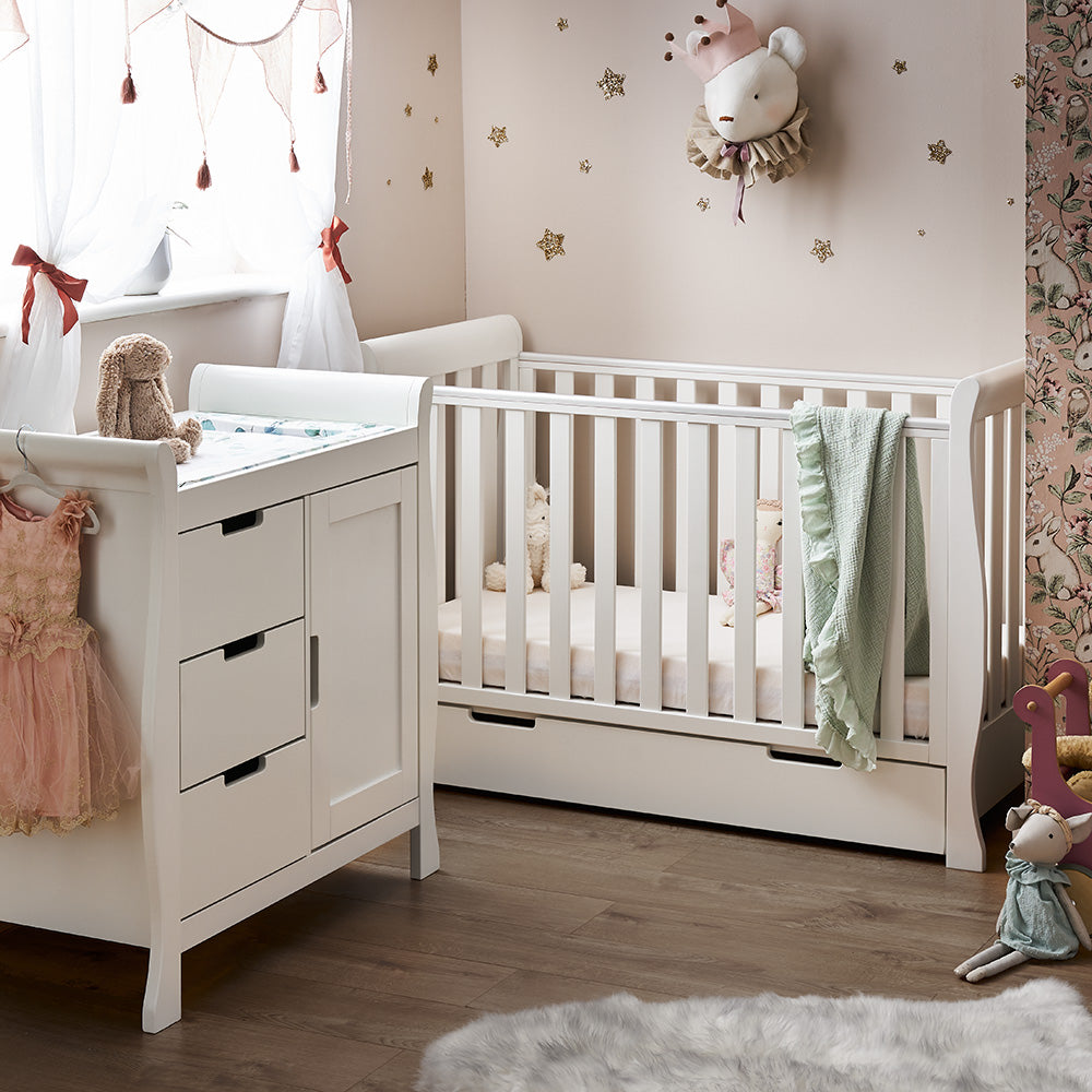 Obaby Stamford Mini Sleigh 2 Piece Roon Set - White Room Set