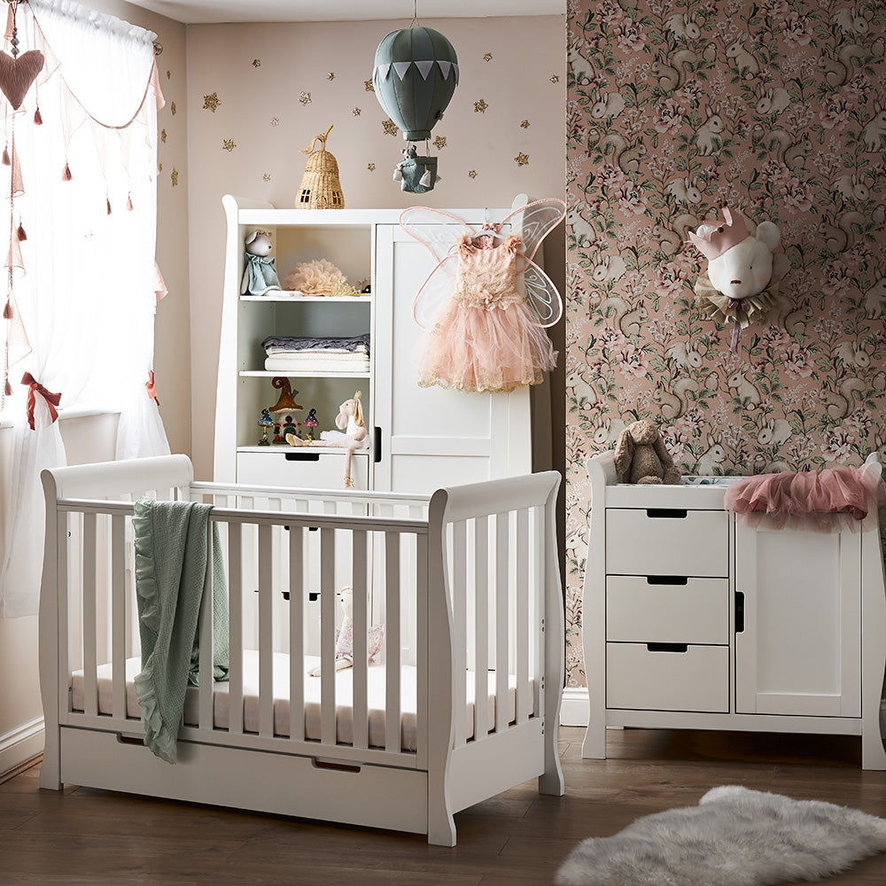 Obaby Stamford Mini Sleigh 3 Piece Roon Set - White Room Set