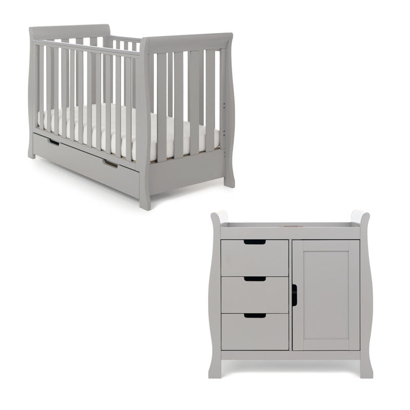 Obaby Stamford Mini Sleigh 2 Piece Roon Set - Warm Grey Room Set