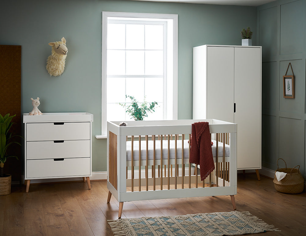 Obaby Maya Mini 3 Piece Room Set - White With Natural Room Set