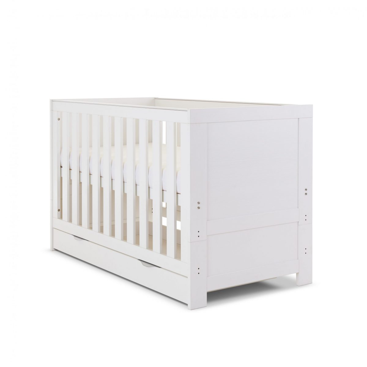 Obaby Nika Cot Bed - White Wash & Under Drawer
