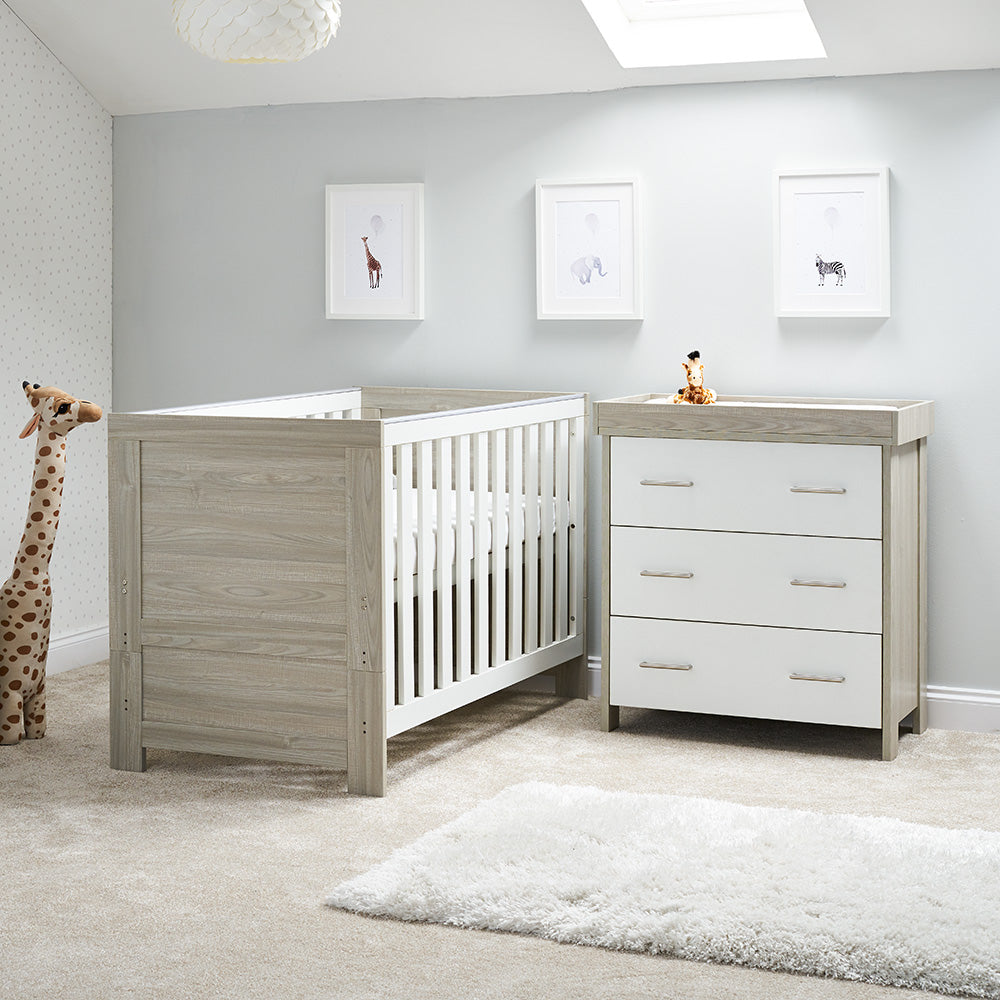 Obaby Nika 2 Piece Room Set - Grey Wash & White Baby Toddler Furniture Sets