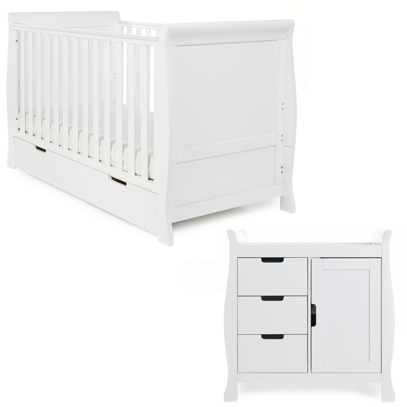 Obaby Stamford Classic Sleigh 2 Piece Room Set - White Room Set