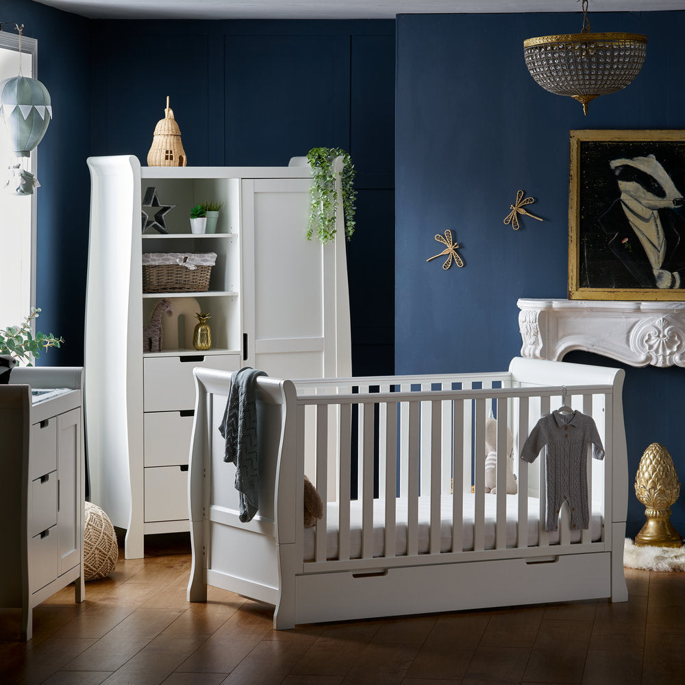 Obaby Stamford Classic Sleigh 3 Piece Room Set - White Room Set
