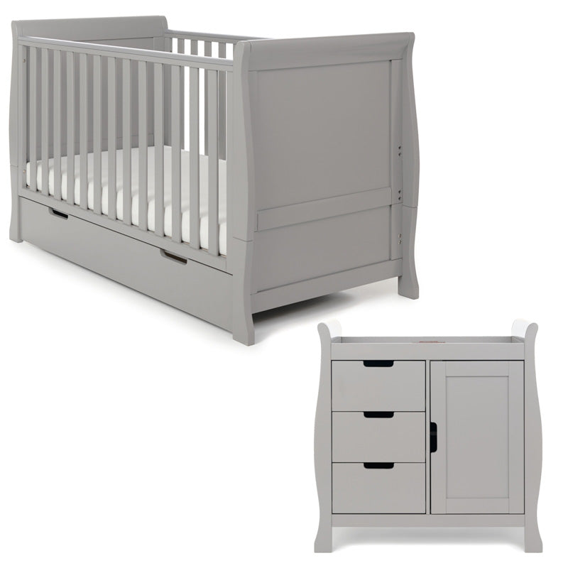Obaby Stamford Classic Sleigh 2 Piece Room Set - Warm Grey Room Set