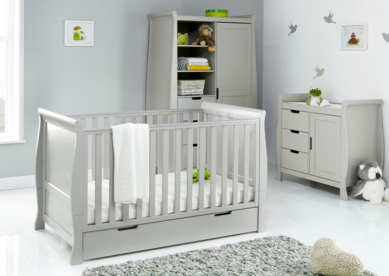 Obaby Stamford Classic Sleigh 3 Piece Room Set - Warm Grey Room Set